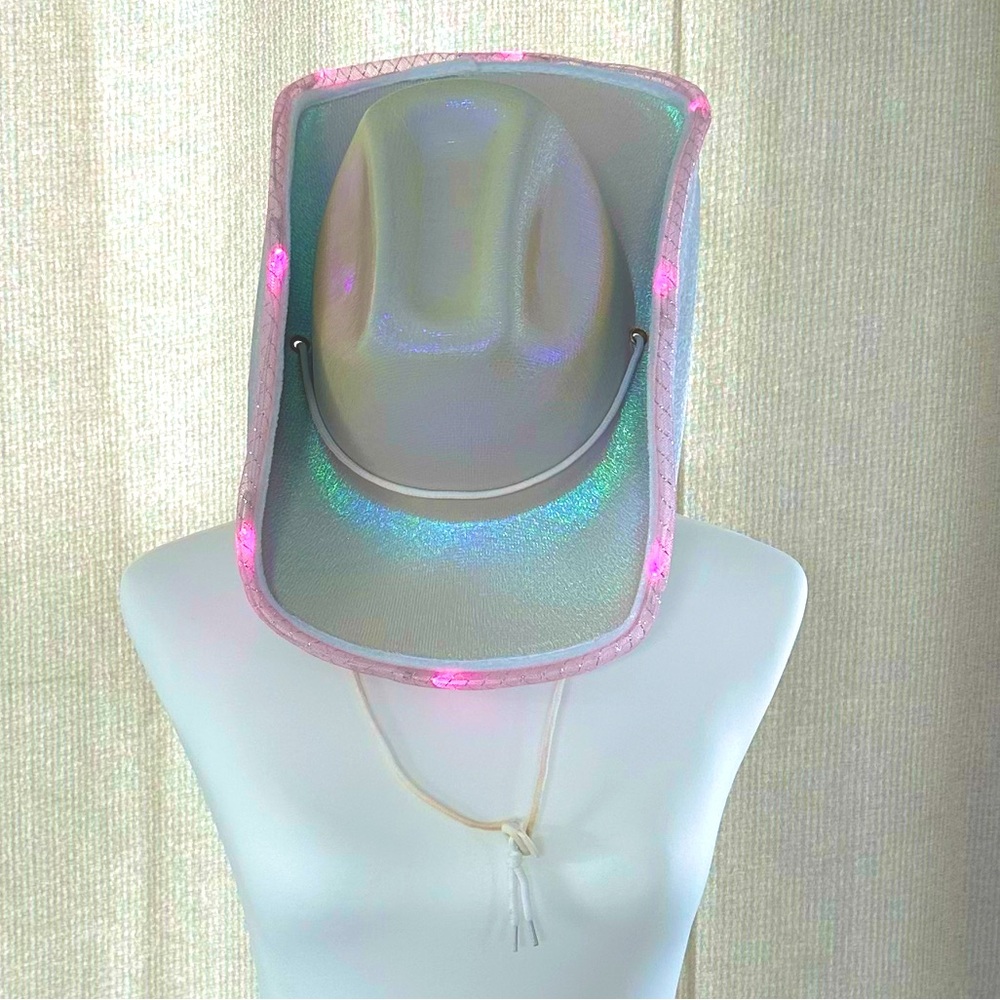 Light Up White Shimmer Cowboy Hat